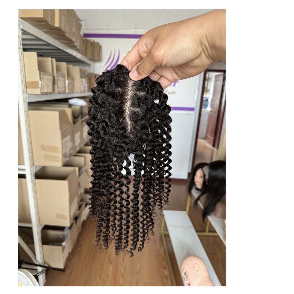 Factory Customized Wholesale silk base topper 100% Unprocessed  human Hair European virgin raw kinky curl hair