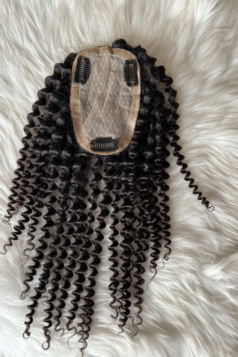 Factory Customized Wholesale silk base topper 100% Unprocessed  human Hair European virgin raw kinky curl hair