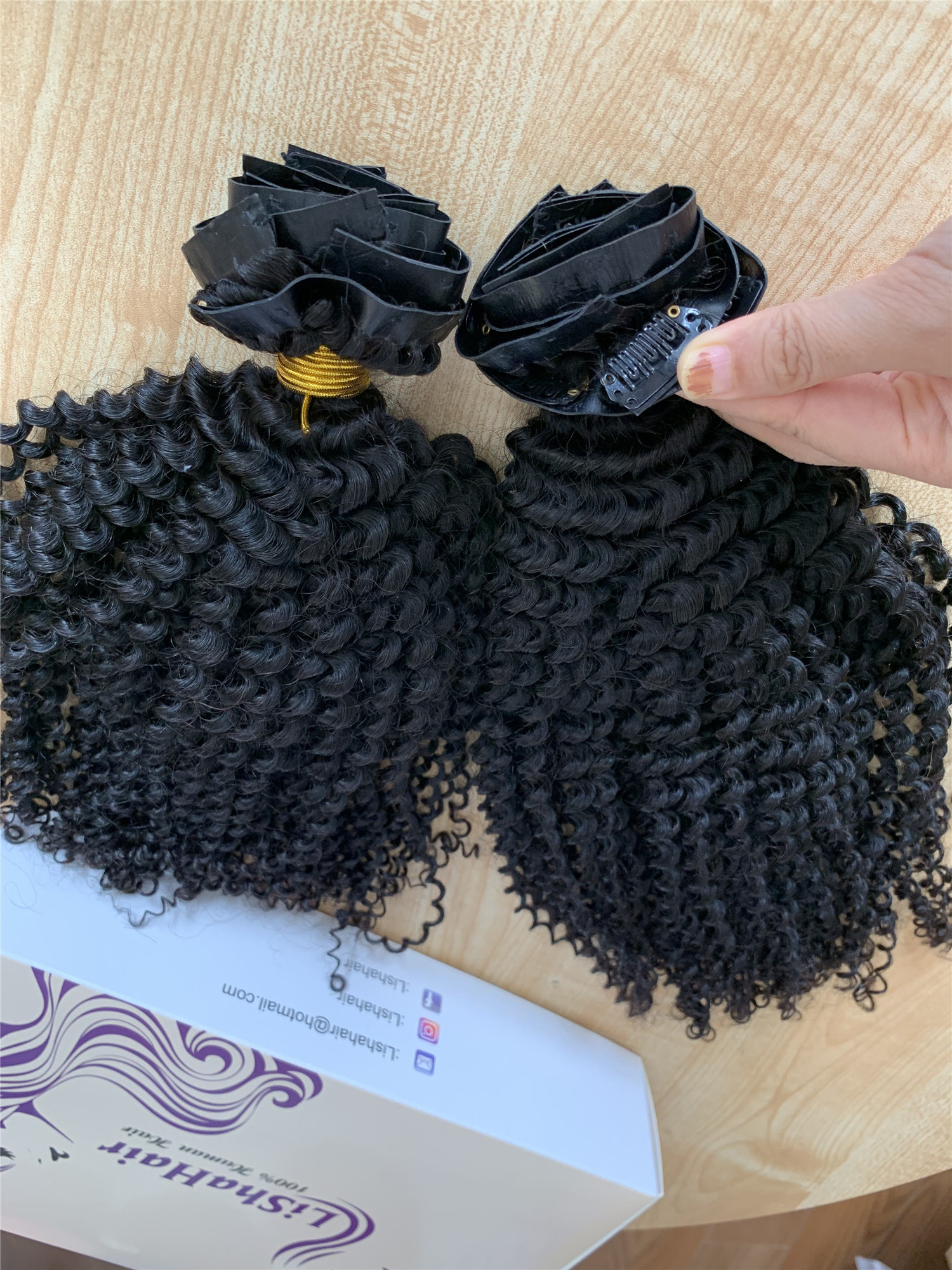 Kinky Curly 4B 4C Seamless Clip In Hair Extensions  Afro Kinky Curly Clip Ins 100% Human Hair Extensions For Black Women