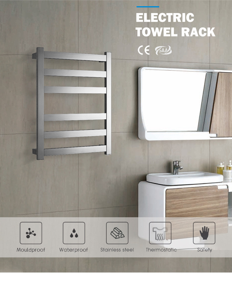 Wall Mounted Heated Towel Rack Electric Towel Warmer Bathroom Drying Rack Modern Towel Rack