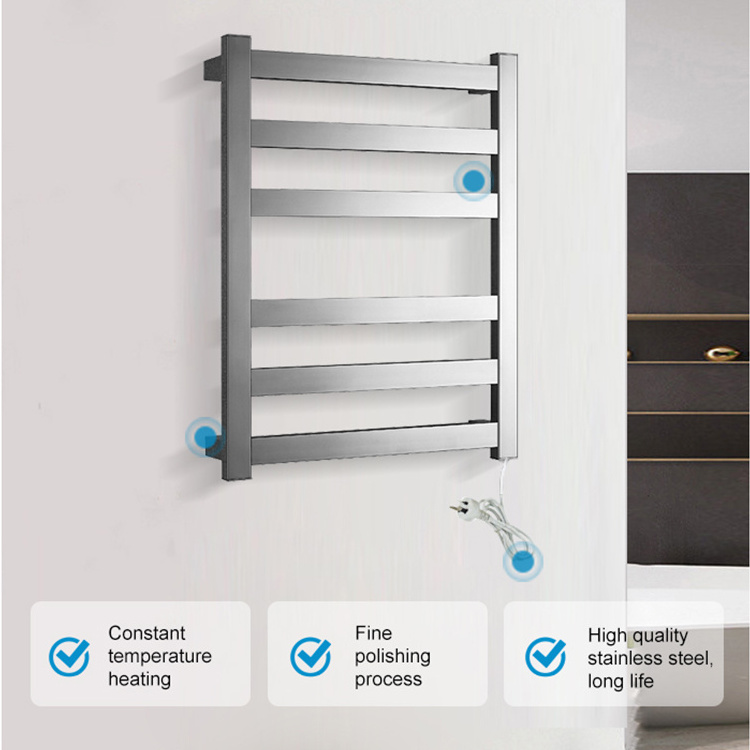 Wall Mounted Heated Towel Rack Electric Towel Warmer Bathroom Drying Rack Modern Towel Rack