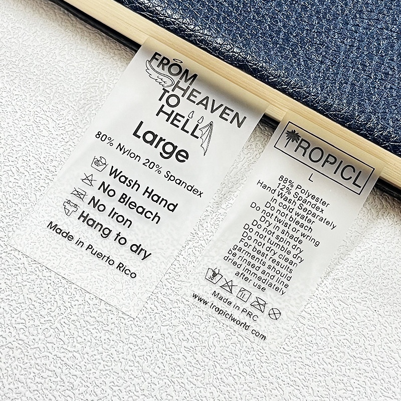 Custom Wash Label Frosted Translucent Soft Skin Underwear TPU Washing Label Small Batch Custom Woven label