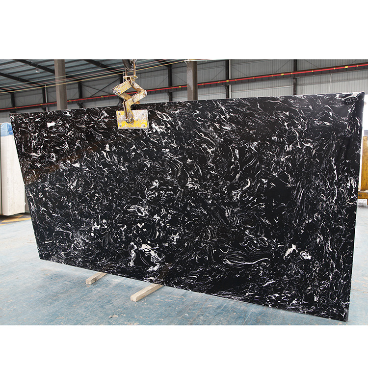 Terrazzo Flooring Floor Tiles Material 3mm Artificial Marble Stone Pure Quartz Top For Table Black Granite