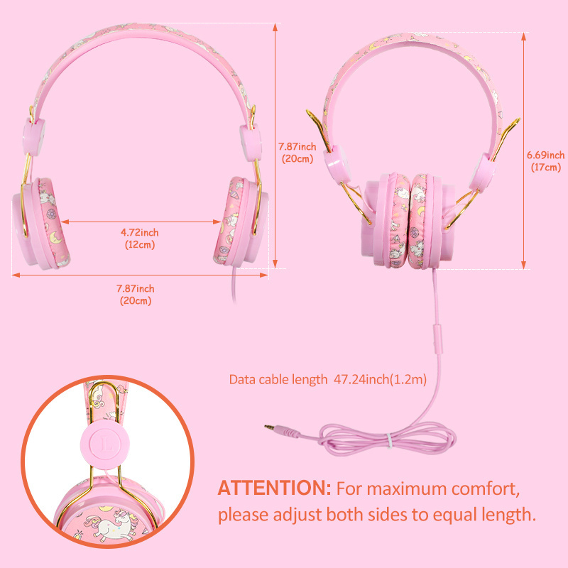 Unicorn Wired Headphone With Mic Girls Daughter Music Stereo Earphone for PC Phone Helmets Kids Boy Gifts Children Headphones