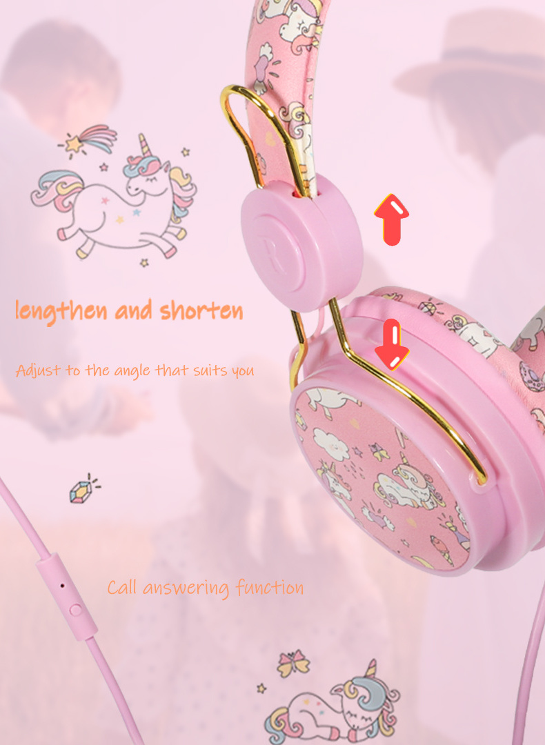 Unicorn Wired Headphone With Mic Girls Daughter Music Stereo Earphone for PC Phone Helmets Kids Boy Gifts Children Headphones