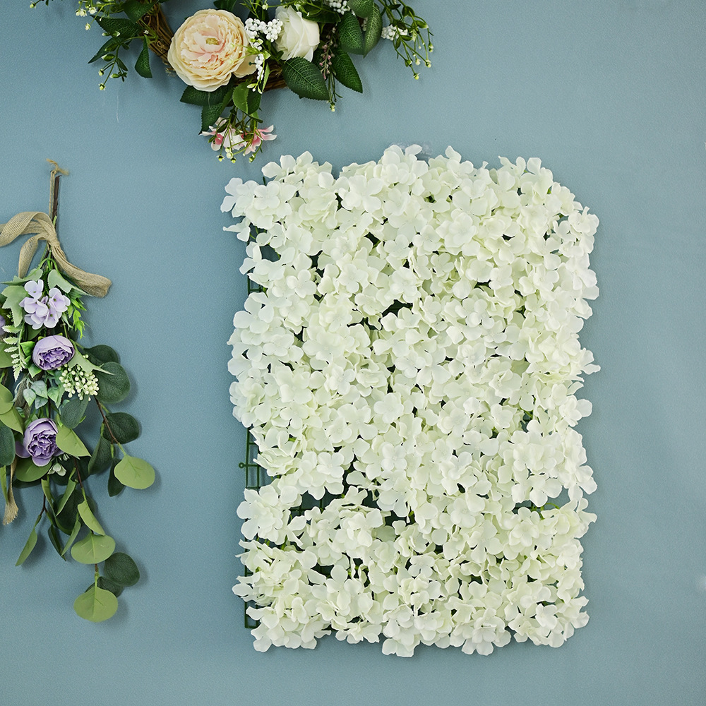 New Silk Hydrangeas Artificial Decorative Flower Wall Panel Plant Backdrop Flower silk floral wall panel For Wedding