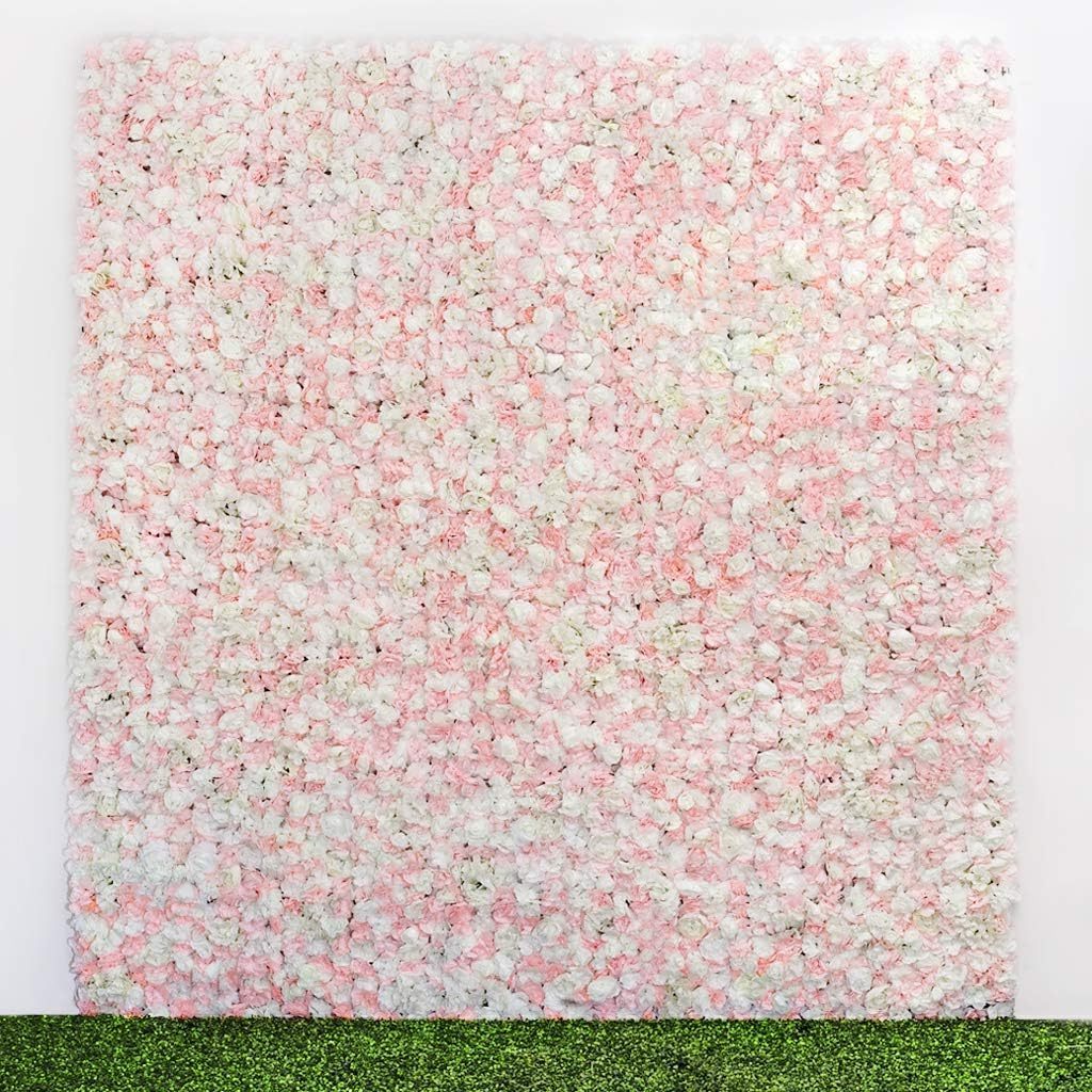 White Pink Hydrangeas Flowers Artificial Panels Flower Grass Wall Panel Backdrop Wedding Decor