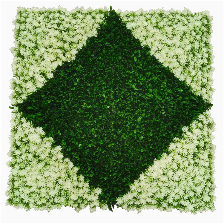 customized evergreen artificial plants grass hedge fence false sea grass green plant wall with flower hanging decor