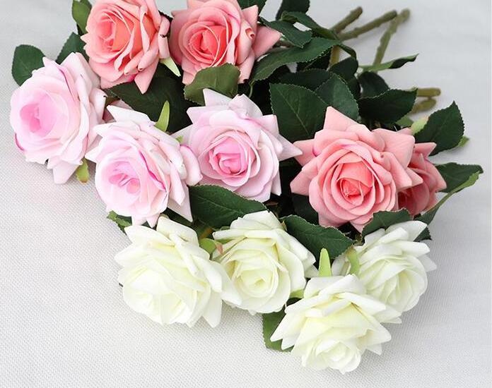 artificial red pink white roses high quality  wedding decoration velvet artificial rose