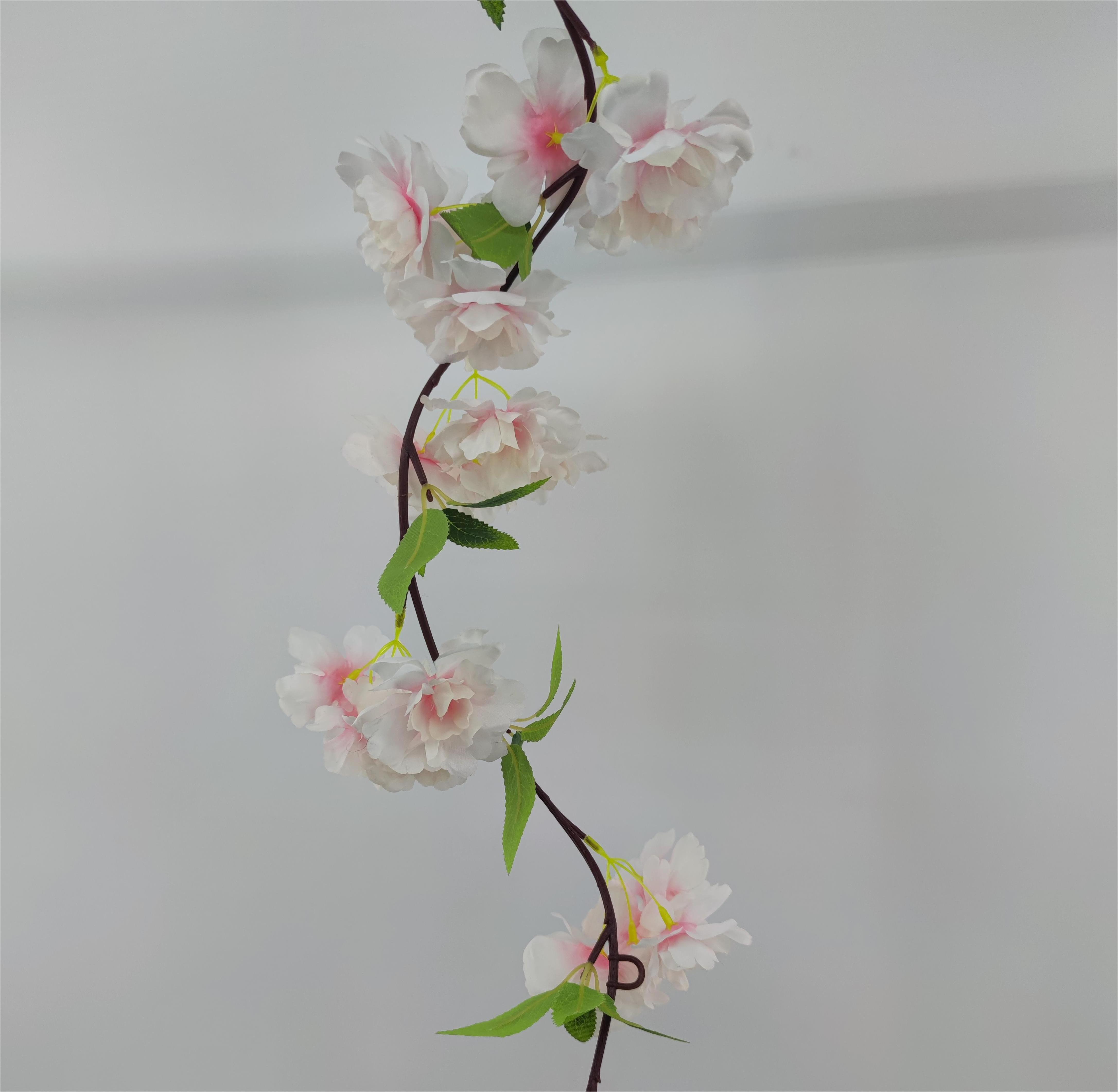 High Quality Cherry Blossom Flowers Greenery Garland Artificial Vines Hanging Artificial Plants Wall Wedding Decoration