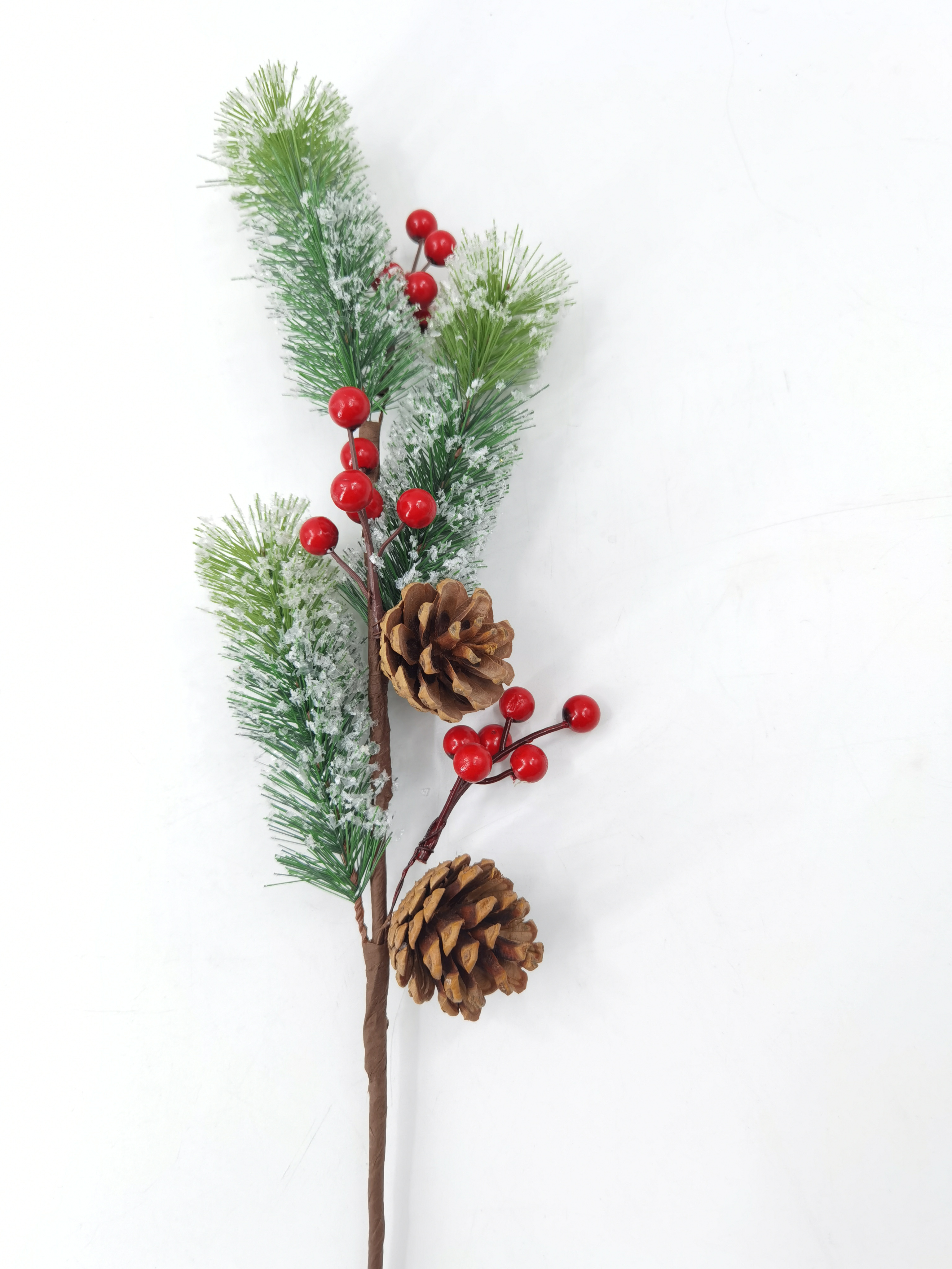 Artificial Christmas Picks Assorted Red Berry Picks Stems Faux Pine Picks Spray with Pinecones