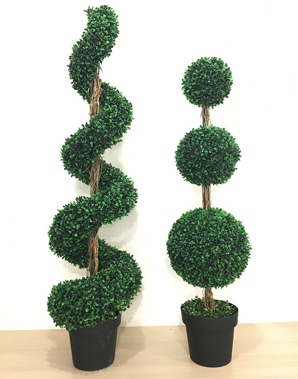 High Quality Custom Artificial Topiary Trees Artificial Boxwood Spiral Tree ball tree arbol en espiral arvore topiaria