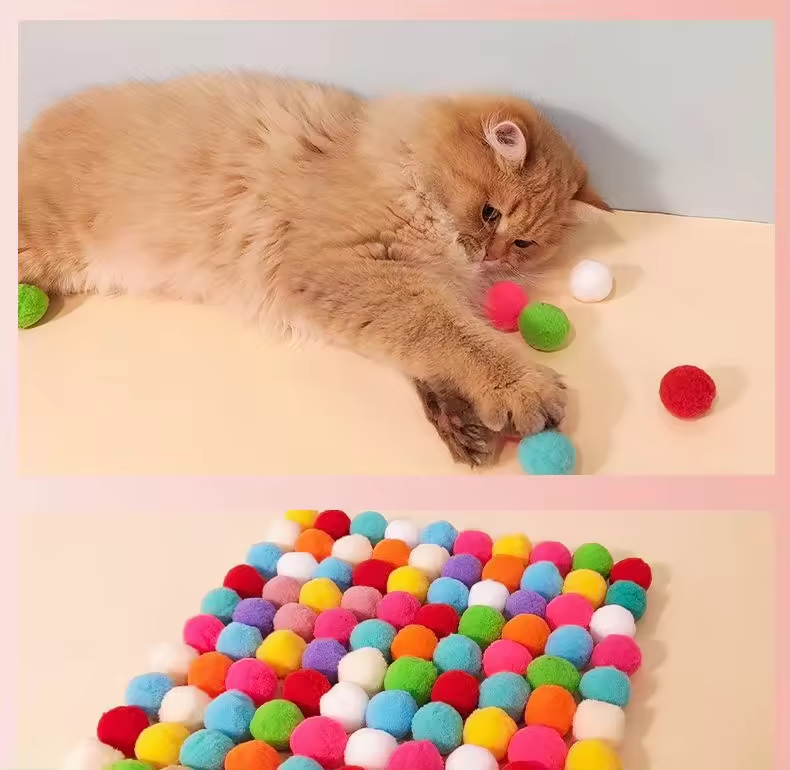 Cat Plush Toy Launching Gun Micro-elastic Soft Fuzzy Cat Toy Balls with Launching Gun Chew Ball Pet Cat Scratcher Toys