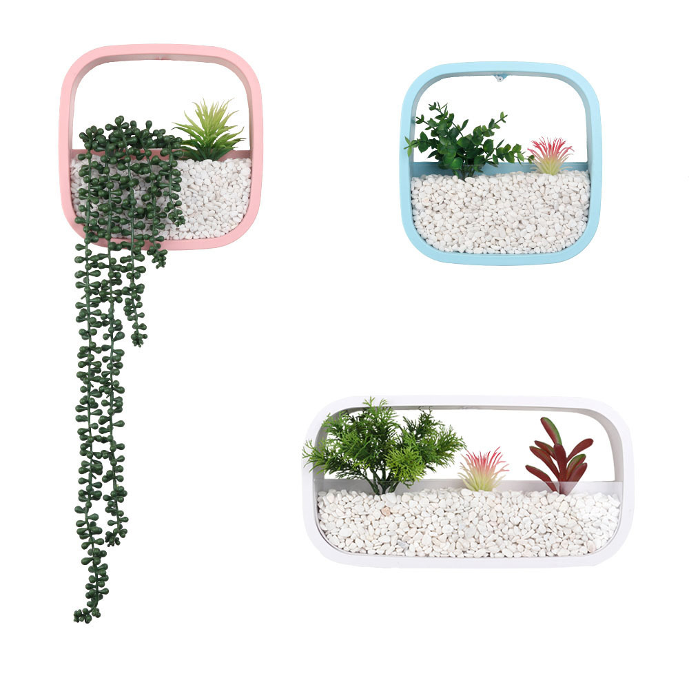 Artificial Succulent Plants with Hanging Glass Geometric Terrarium Vertical Miniature Potted Fake Plant for Home Office Decor