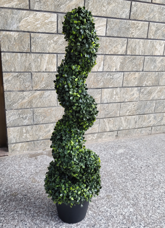 Garden Decorative Artificial Boxwood Spiral Tree Artificial Bonsai Topiary Tree Faked Potted plant