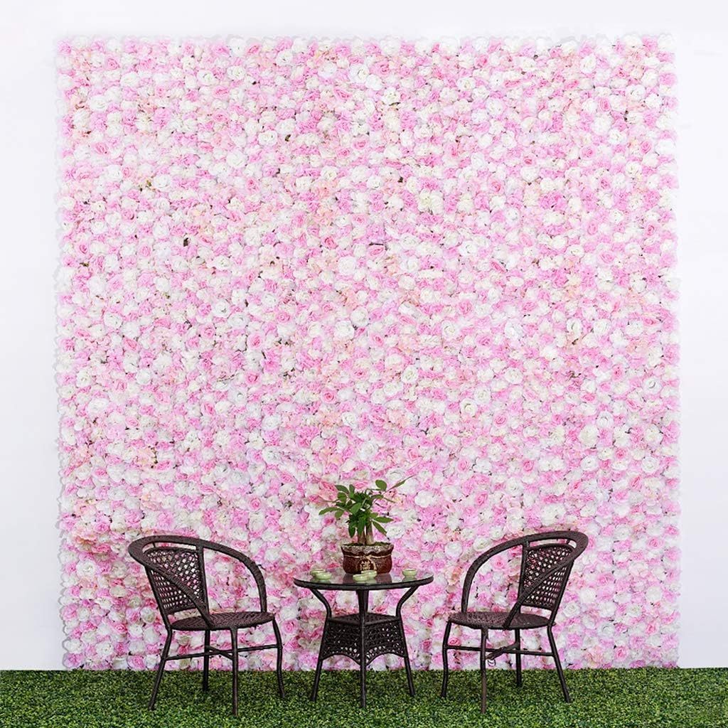 White Pink Hydrangeas Flowers Artificial Panels Flower Grass Wall Panel Backdrop Wedding Decor