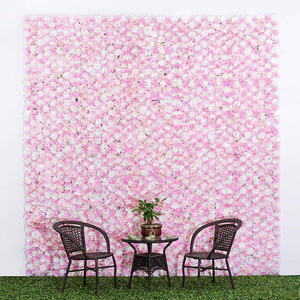 White Pink Hydrangeas Flowers Artificial Panels Flower Grass Wall Panel Backdrop Wedding Decor