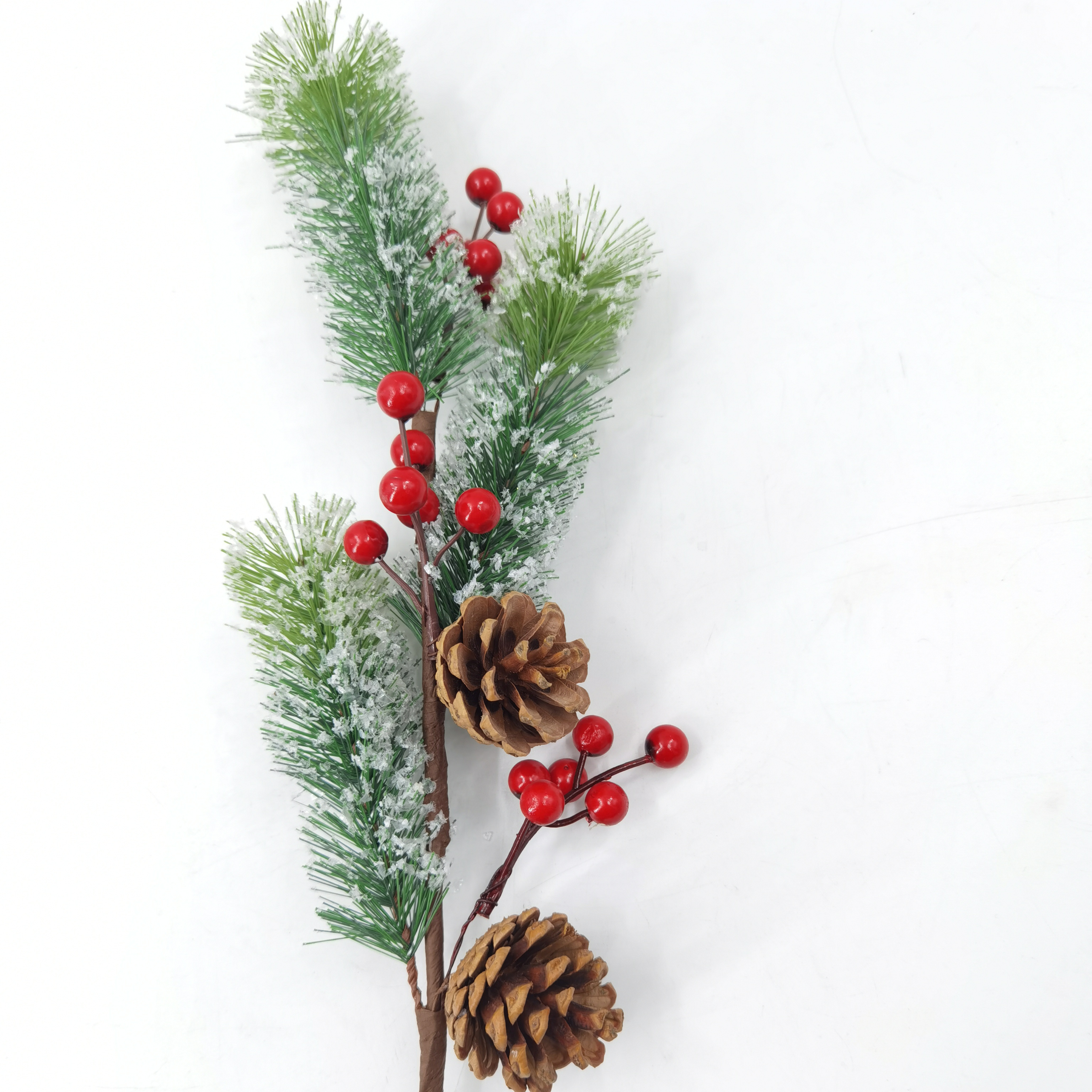 Artificial Christmas Picks Assorted Red Berry Picks Stems Faux Pine Picks Spray with Pinecones