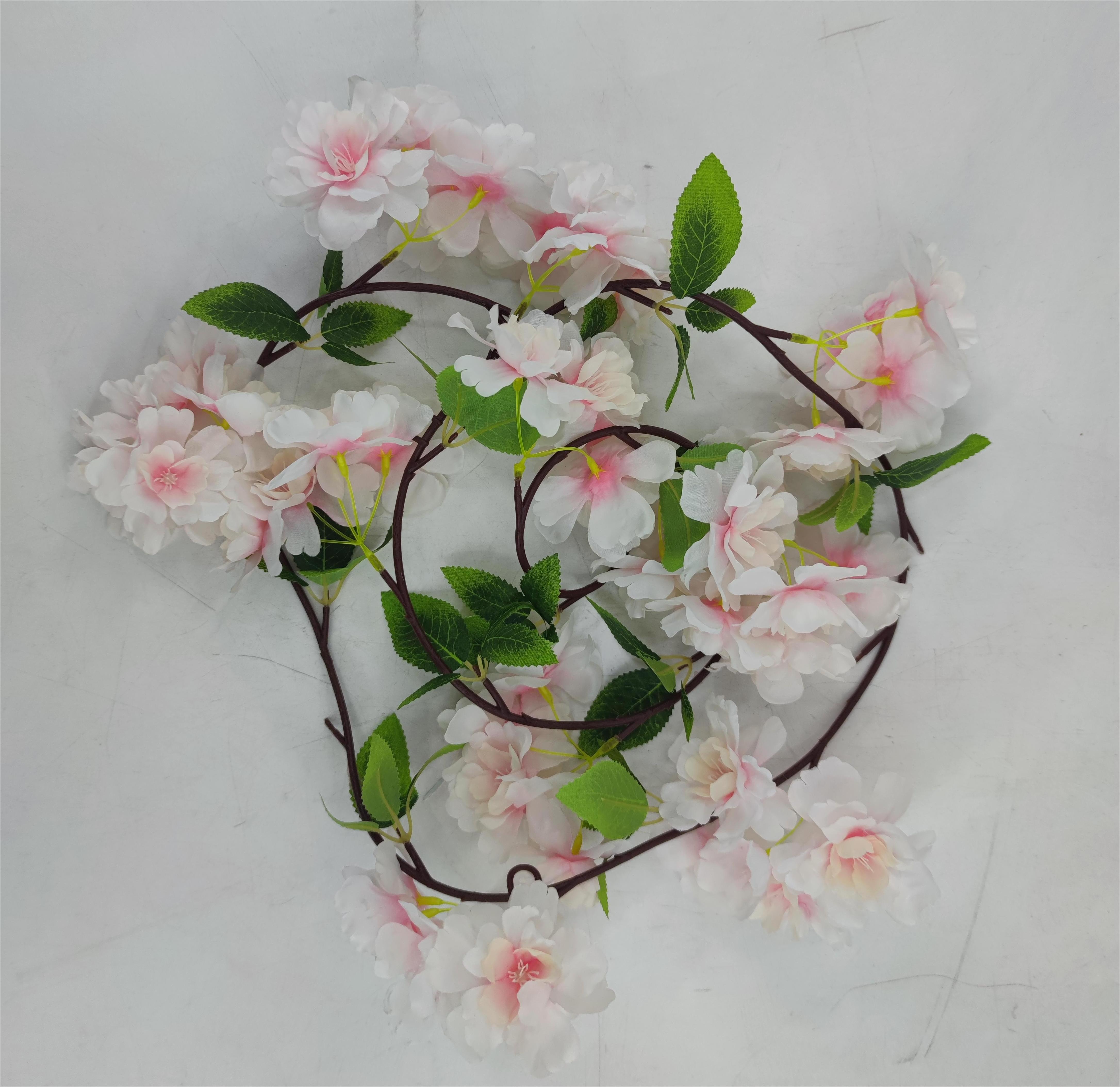 High Quality Cherry Blossom Flowers Greenery Garland Artificial Vines Hanging Artificial Plants Wall Wedding Decoration