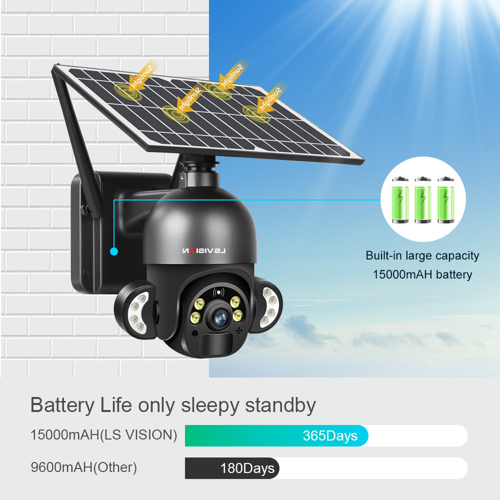 LS VISION 4MP Home Security IP WIFI Camera Outdoor HD Night Indoor Waterproof with sim card PTZ 4G solar cctv camera