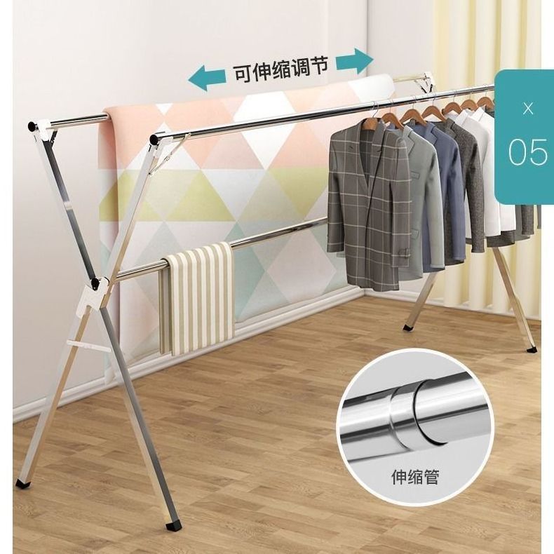 Outdoor Stainless steel clothes hanger Folding Cloth Drying Rack Adjustable clothes hanger stand 2022 top sell