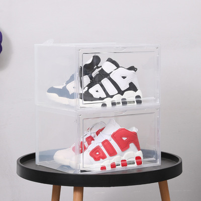 Sneaker Boxes Bin Stackable Organizer shoe box plastic frame drawer storage Drop front plastic shoe drawer