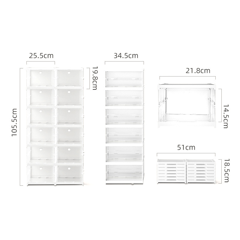 Drop Front Stackable Plastic Shoe Storage Case Magnets Pull Out Clear Shoe Boxes Display Sneaker Box For Men Women