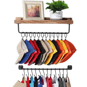 Wall Mount with Shelf Hat Hanger Hat Organizer for Baseball Caps Metal Hat Holder Rack for Closet Wall Storage Organization