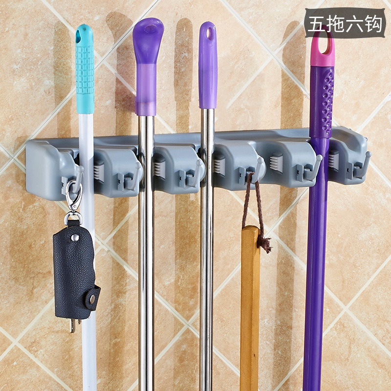 Wall Mounted Mop Organizer Holder Brush Broom Hanger Home Storage Rack Bathroom Suction Hanging Pipe Hooks for Custom