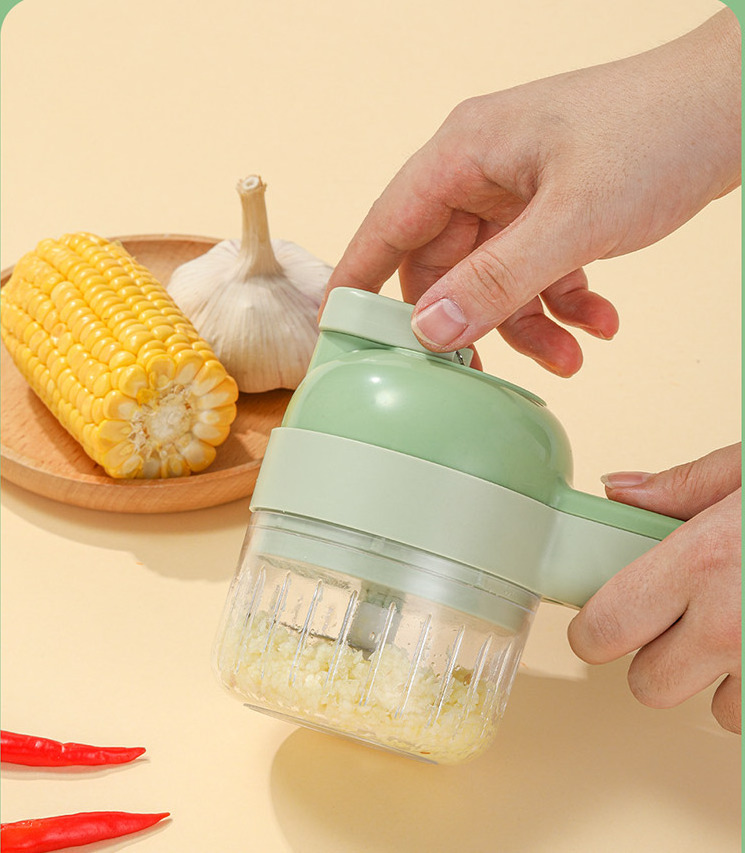 4 in 1 Wireless Food Processor Portable Electric Food Cutter Set USB Charge Vegetable Chopper