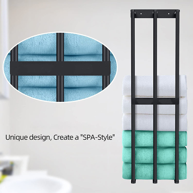 Bath Towel Holder New Upgrade 3 Bar Wall-Mounted Metal Towel Racks For Bathroom Folded Large Towel Washcloths