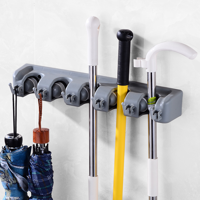 Wall Mounted Mop Organizer Holder Brush Broom Hanger Home Storage Rack Bathroom Suction Hanging Pipe Hooks for Custom