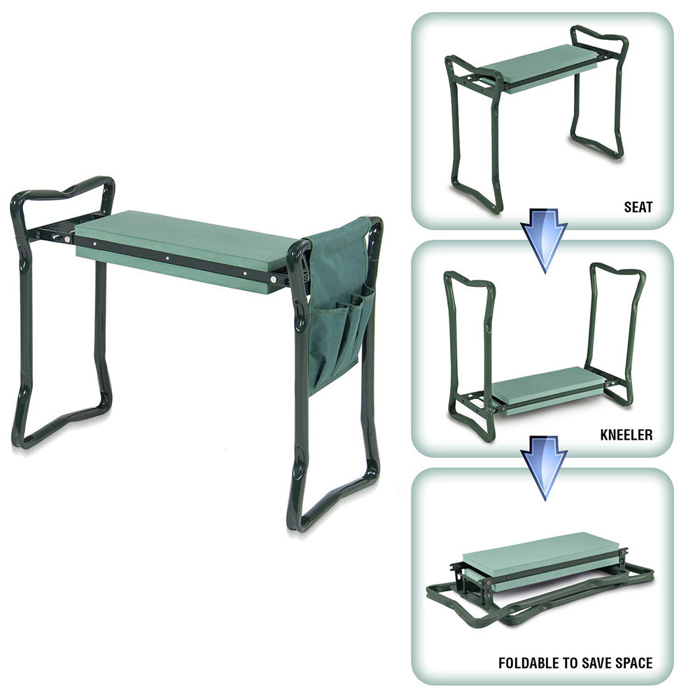 Foldable Heavy Duty Gardending Seats Stainless Steel Folding Portable Garden Kneeler Chair Bench Seat  Bench Kneeling Pad