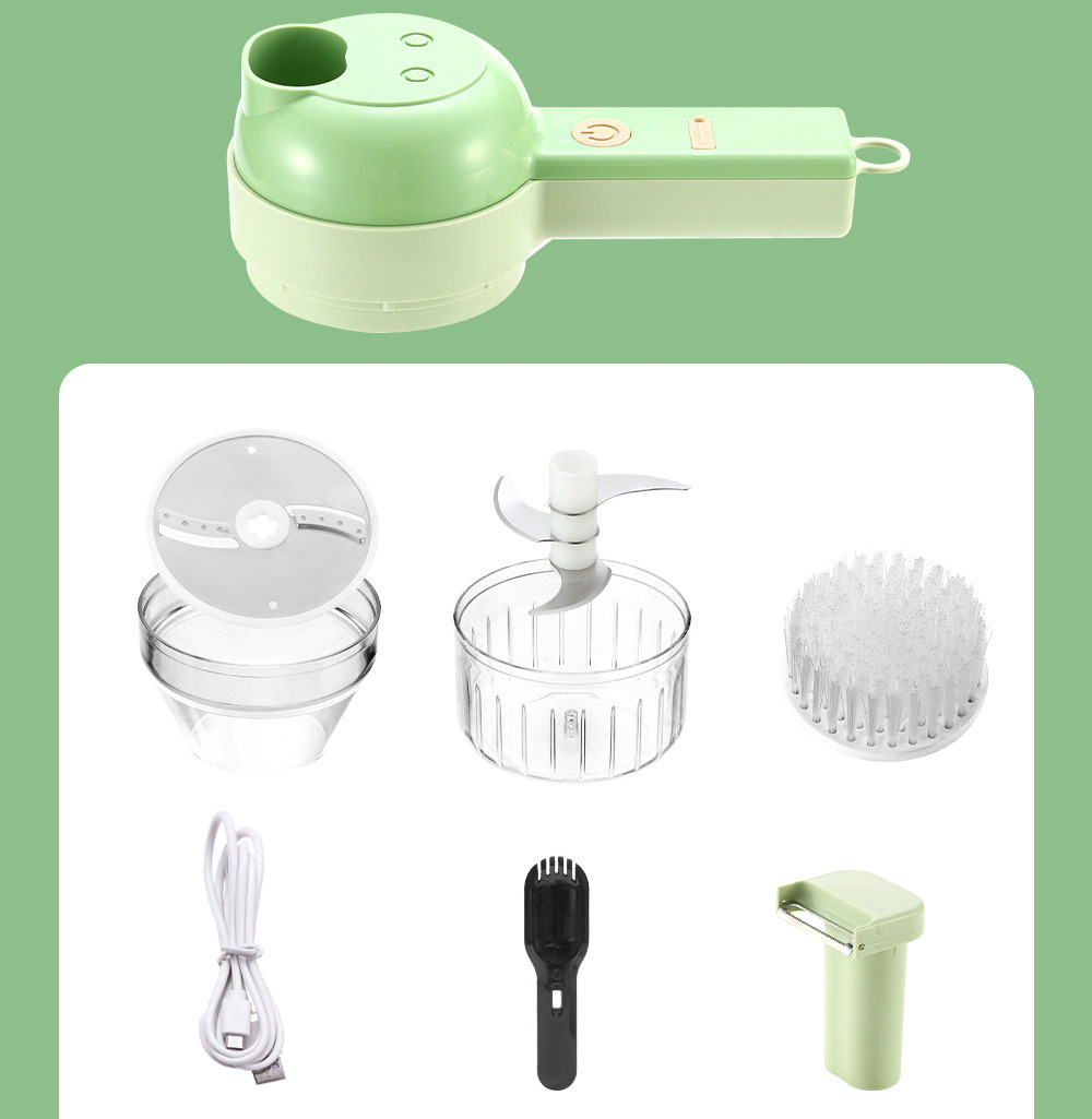 4 in 1 Wireless Food Processor Portable Electric Food Cutter Set USB Charge Vegetable Chopper