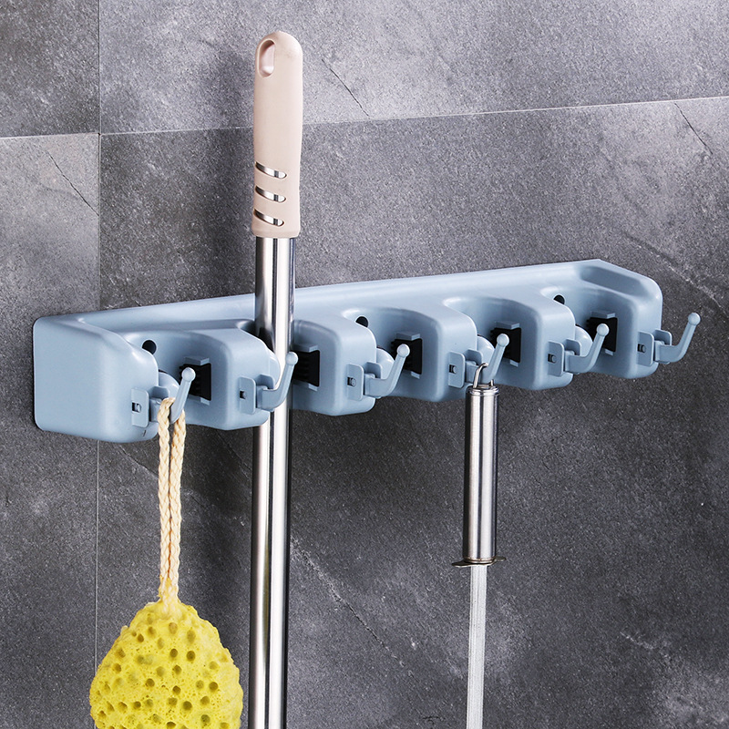 Wall Mounted Mop Organizer Holder Brush Broom Hanger Home Storage Rack Bathroom Suction Hanging Pipe Hooks for Custom