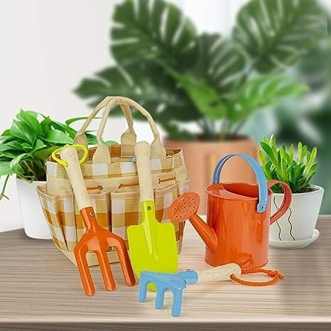 Watering Can Kids Gardening Shovel Rake Tote Bag Children Garden Tools for Kids Toy Playing Children Gardening Tools Set