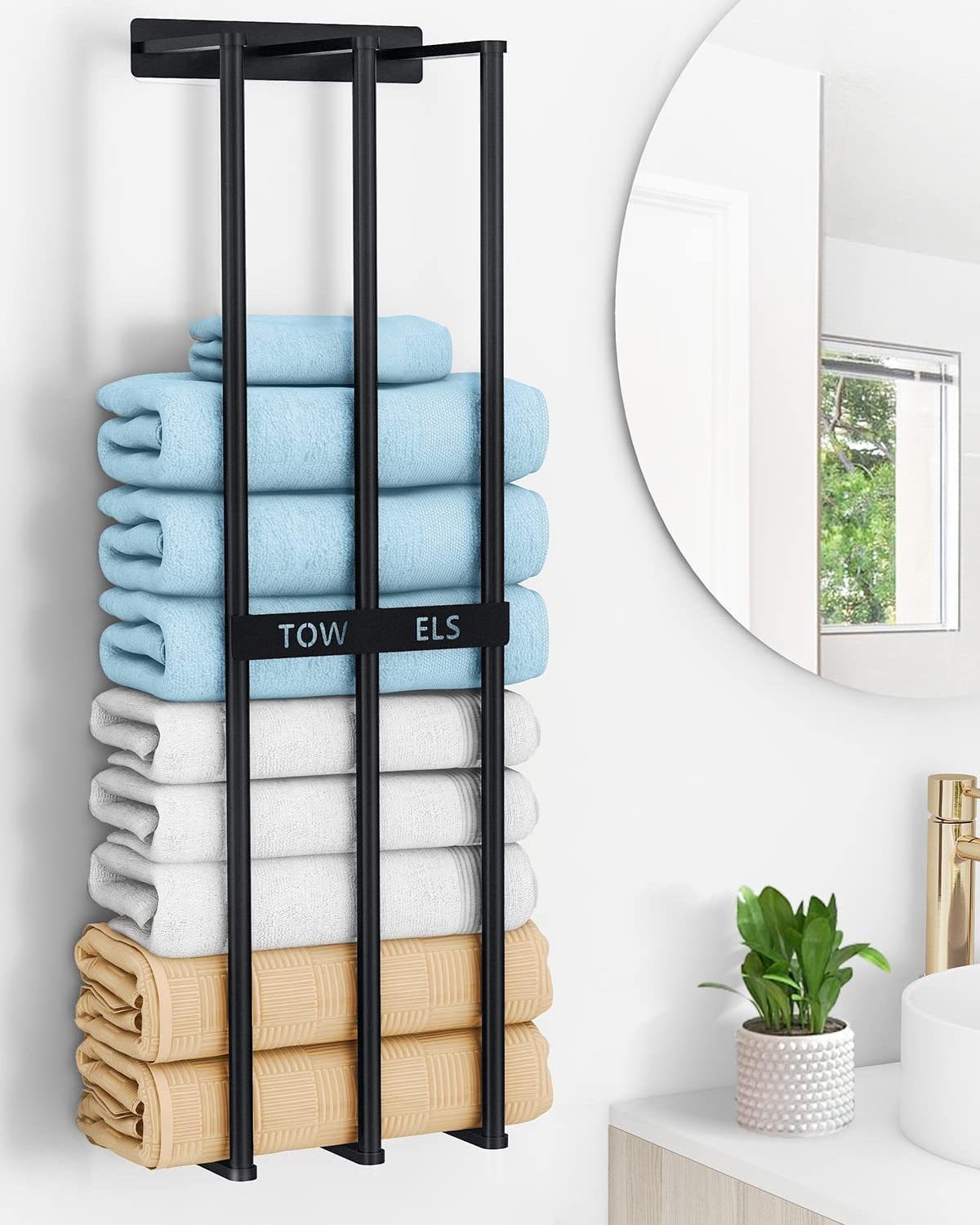 Bath Towel Holder New Upgrade 3 Bar Wall-Mounted Metal Towel Racks For Bathroom Folded Large Towel Washcloths