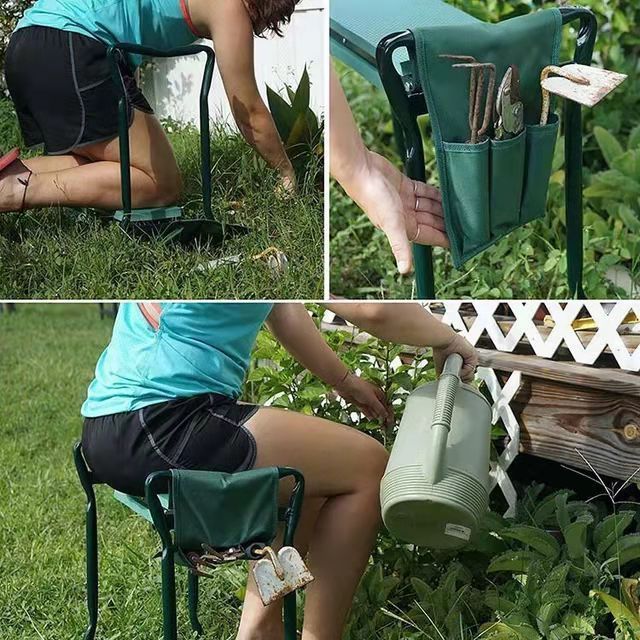 Foldable Heavy Duty Gardending Seats Stainless Steel Folding Portable Garden Kneeler Chair Bench Seat  Bench Kneeling Pad