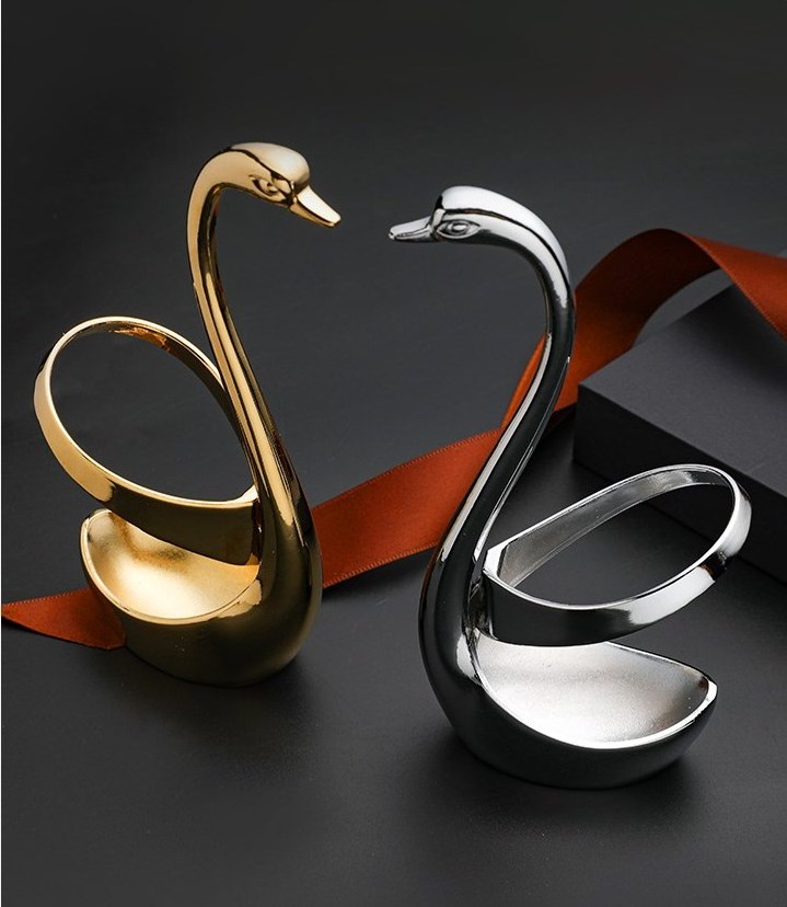 Stainless Steel Fruit Fork Coffee Spoon Cutlery Set Sale Swan Base Party Stainless Steel Cutlery Set Spoon Swan Base