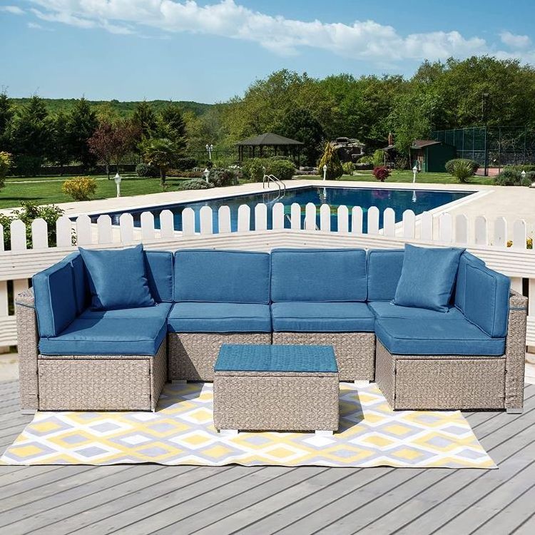 2023 Outdoor Rattan Sofa Outdoor Rattan Curved Sofas Wicker Sectional Sofa L Shaped