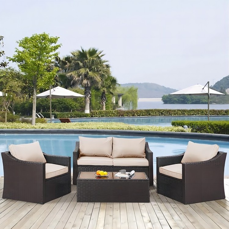 High Quality Patio Furniture 5pcs Outdoor Sofa Rattan Wicker Furniture Best Seller Garden Furniture Sets