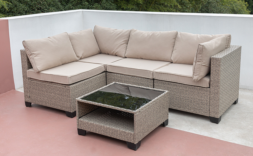 Factory Direct Sales Cheap Garden Seat 5-piece Set Rattan Sofa Outdoor Rattan  Furniture