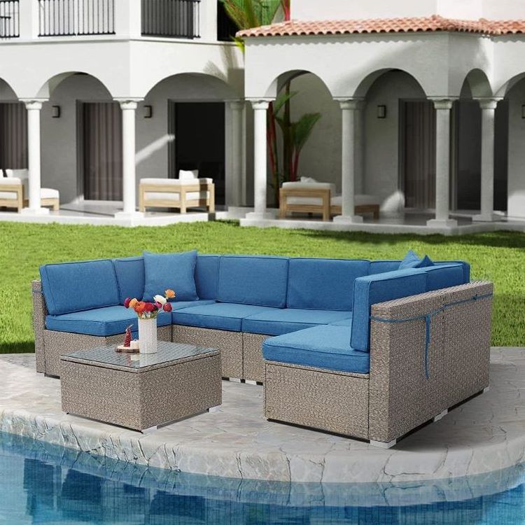 2023 Outdoor Rattan Sofa Outdoor Rattan Curved Sofas Wicker Sectional Sofa L Shaped