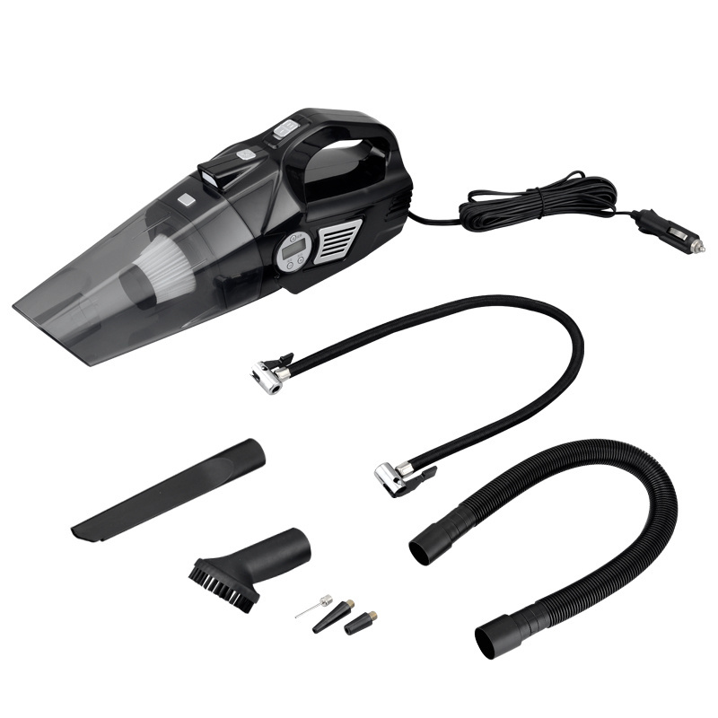 4-in-1 Car Vacuum Cleaner, Tire Inflator Portable Air Compressor with Digital Tire Pressure Gauge LCD Display and LED Light