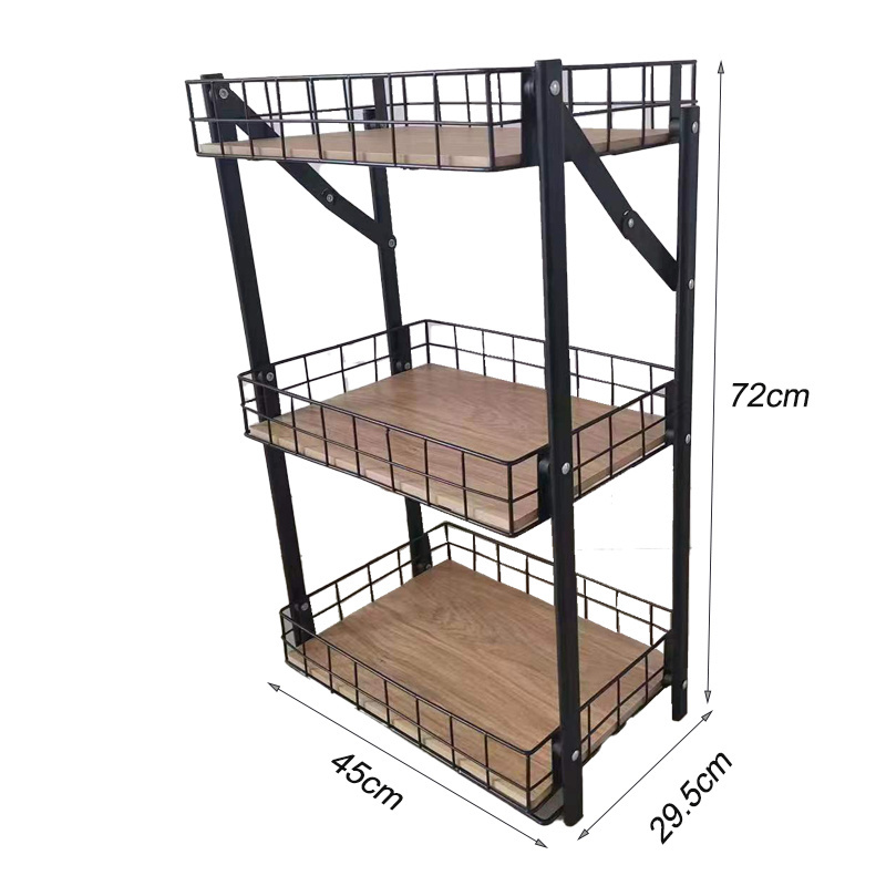 Wholesale Store Household 3 Tier Wire Rack  Foldable Display Shelving Basket Storage Shelf