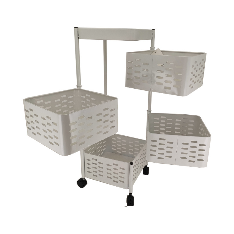 Wholesale Custom Rotating Removable Floor Multi Layer Square Vegetable Fruit Storage Basket Kitchen Rack