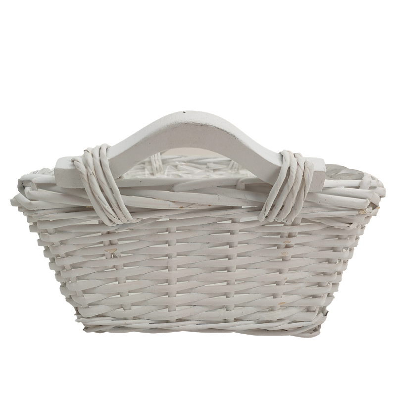 Willow Storage Basket With Handle Lace Decoration Living Room Bedroom Kitchen Storage