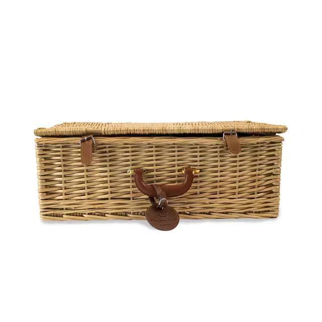 Wholesale rectangular wicker storage basket, hand woven picnic basket set including everything