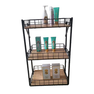 Wholesale Store Household 3 Tier Wire Rack  Foldable Display Shelving Basket Storage Shelf