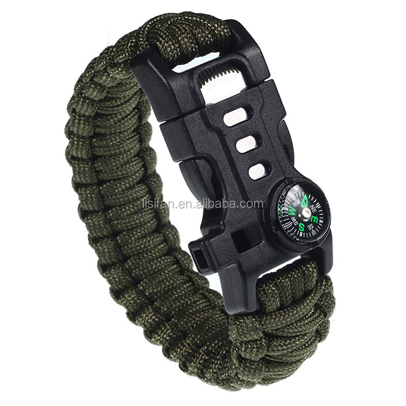 Outdoor SOS Emergency Tactical Emergency Gear Kit Survival Bracelet for Hiking Traveling